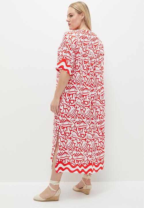 Me&B - Plus the tunic dress with button detail - aztec border