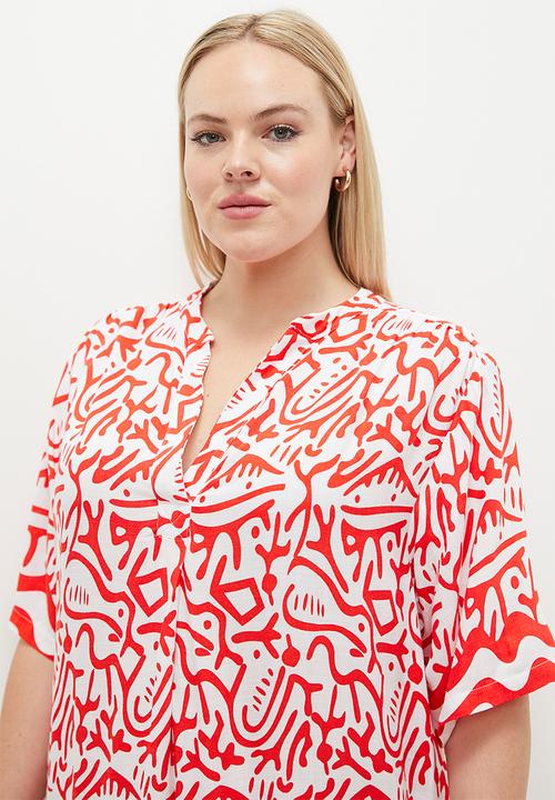 Me&B - Plus the tunic dress with button detail - aztec border