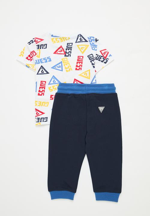 GUESS - Short sleeve polo & active pants - blue & white 