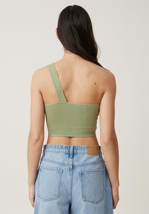 Cotton On - Seamless One Shoulder Micro Crop - Cool Khaki