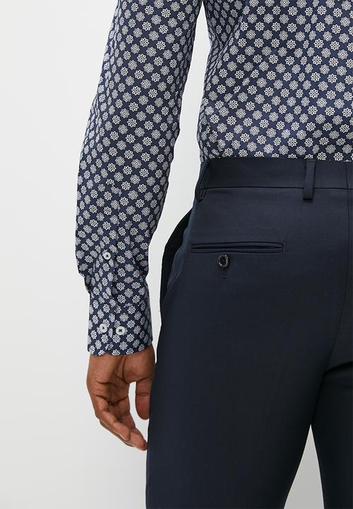 POLO - Mens geometric printed long sleeve shirt - navy 