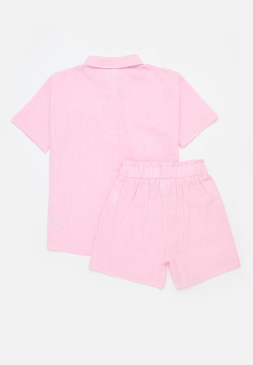 Pop Candy - Collared shirt and short set - pink