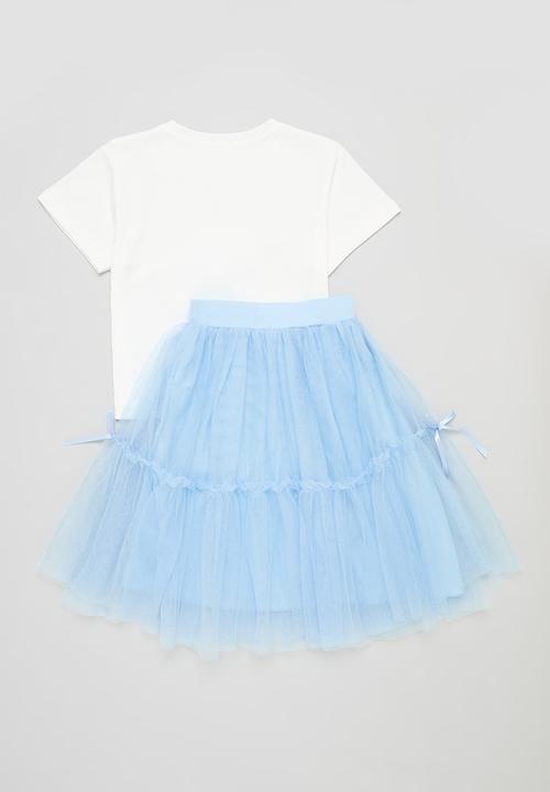 Pop Candy - Skirt & tee set - blue & white