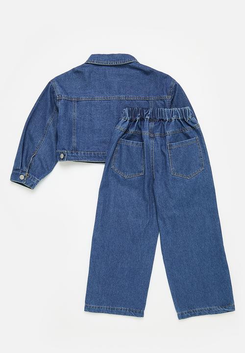 Pop Candy - Denim pants & jacket set - stonewash