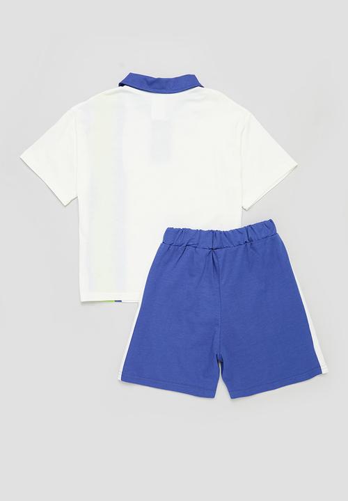 Pop Candy - Collared top & short set - blue 