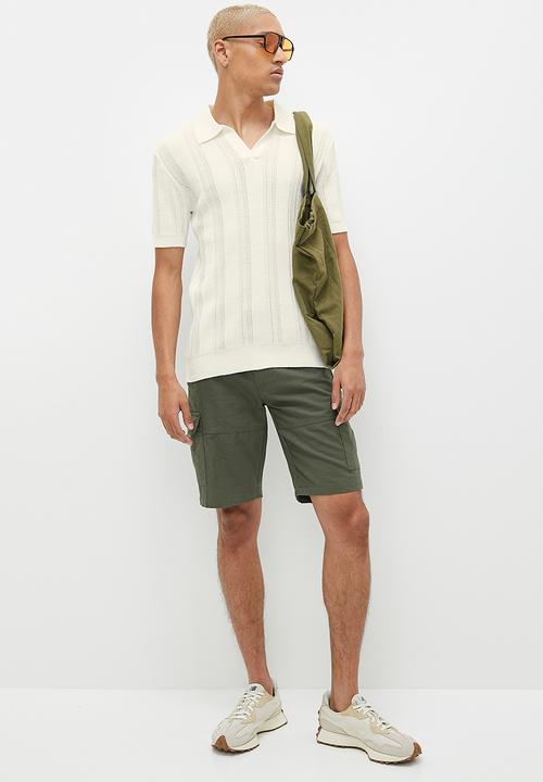 STYLE REPUBLIC - Crochet knit notch neck golfer - milk