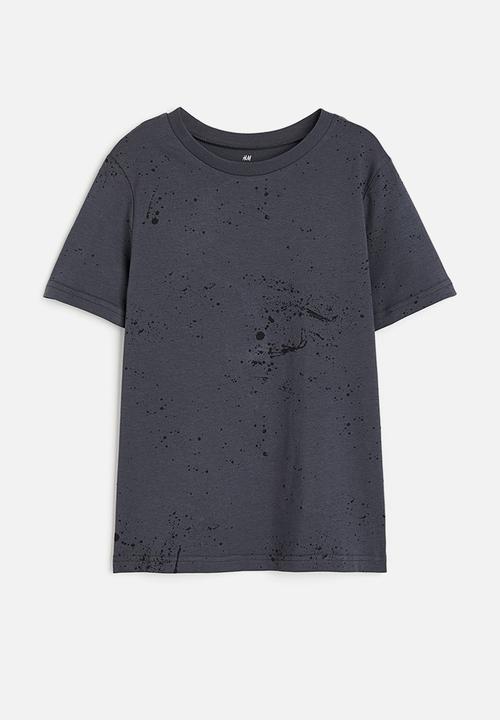 H&M - T-shirt - dark grey splatter 