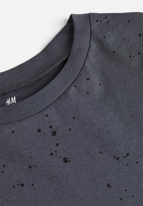 H&M - T-shirt - dark grey splatter 