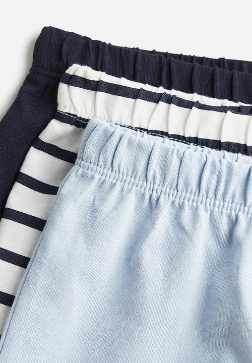 H&M - 3 Pack cotton shorts - light blue striped