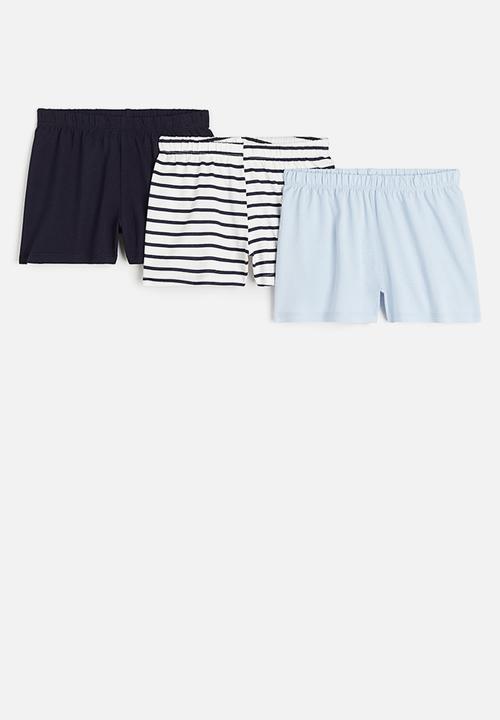 H&M - 3 Pack cotton shorts - light blue striped
