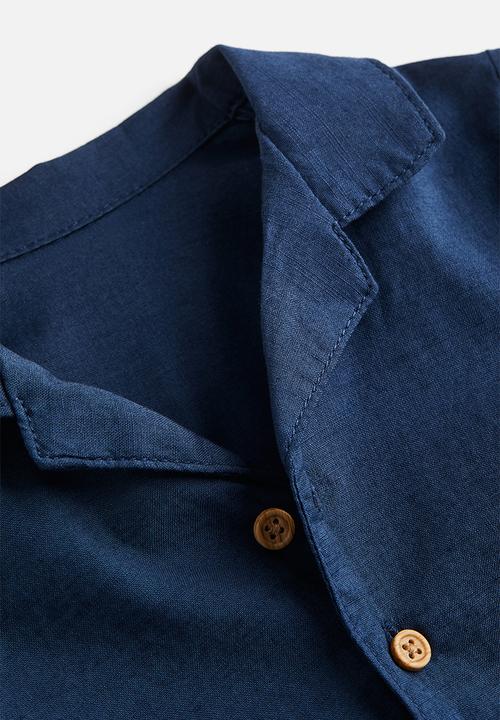H&M - Short-sleeved resort shirt - navy blue 