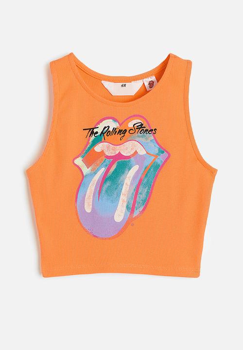 H&M - Ribbed vest top - yellow the rolling stones