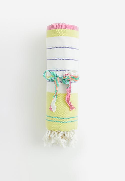 H&M - Large cotton beach towel - yellow striped