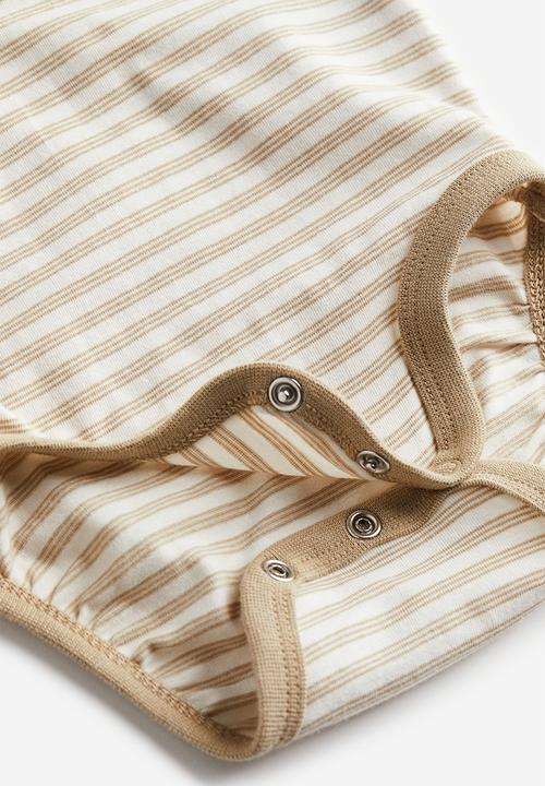 H&M - Collared bodysuit - white/beige striped