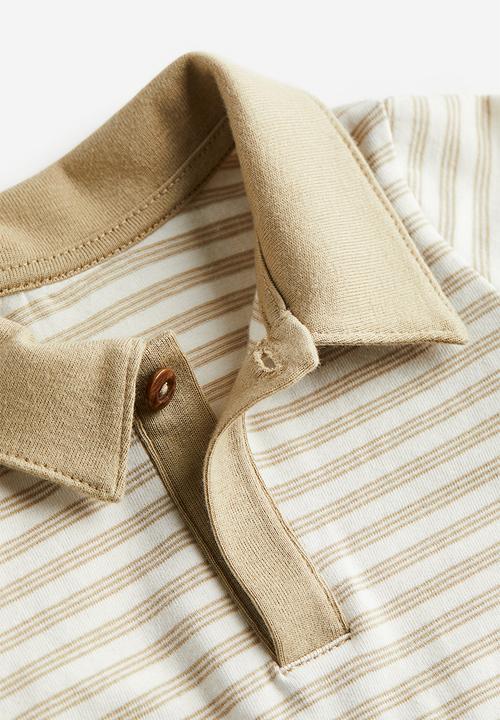 H&M - Collared bodysuit - white/beige striped