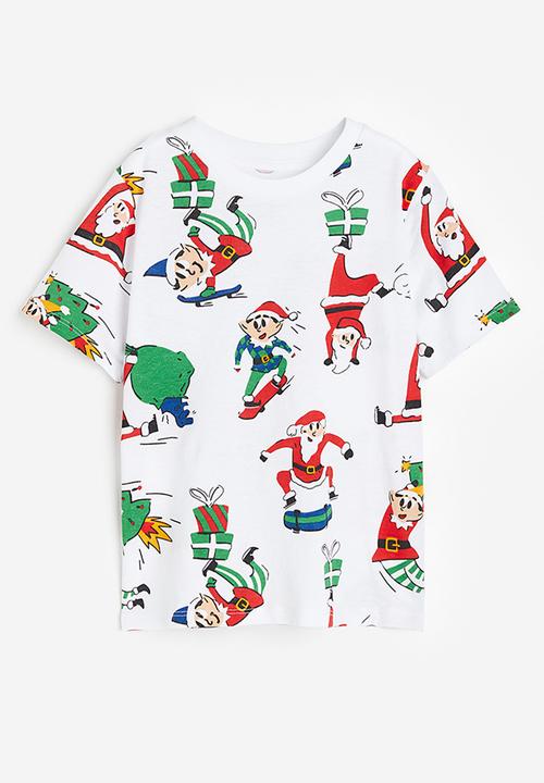 H&M - Printed t-shirt - white santas