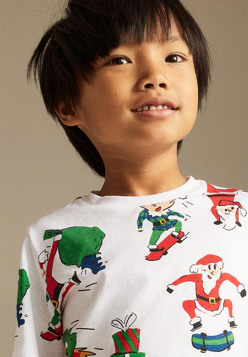 H&M - Printed t-shirt - white santas