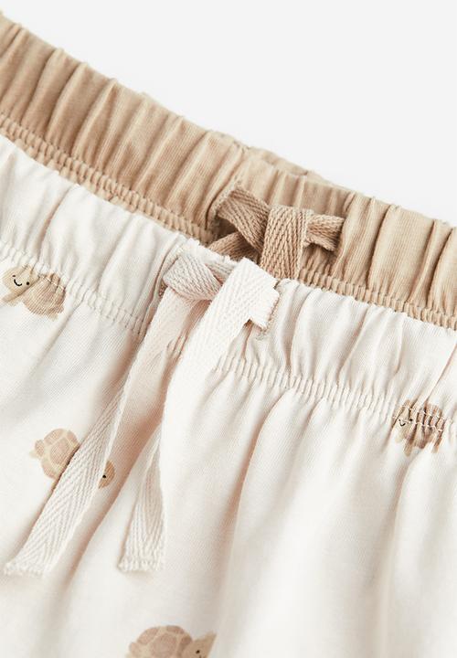 H&M - 2 Pack jersey shorts - beige turtles