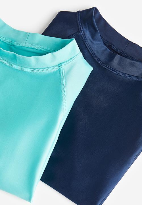 H&M - 2 Pack upf 50 swim tops - turquoise & navy blue 