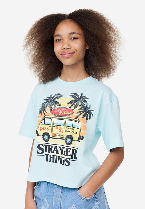 H&M - Oversized printed t-shirt - light blue stranger things
