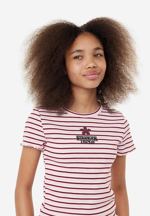H&M - Printed t-shirt - light pink stranger things