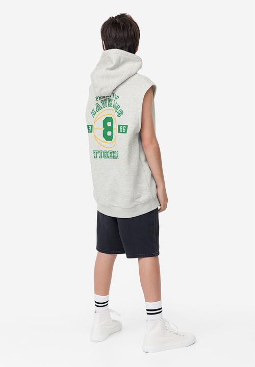 H&M - Printed sleeveless hoodie - grey marl stranger things