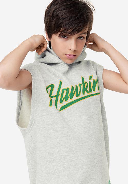 H&M - Printed sleeveless hoodie - grey marl stranger things