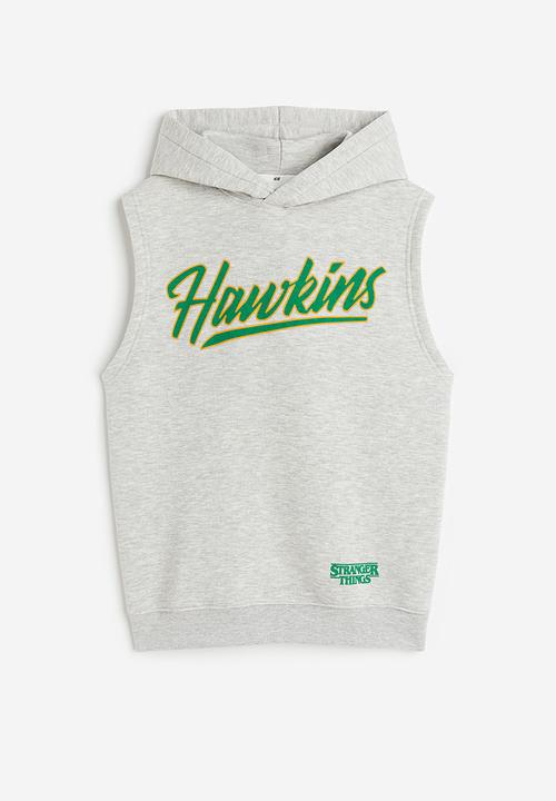 H&M - Printed sleeveless hoodie - grey marl stranger things
