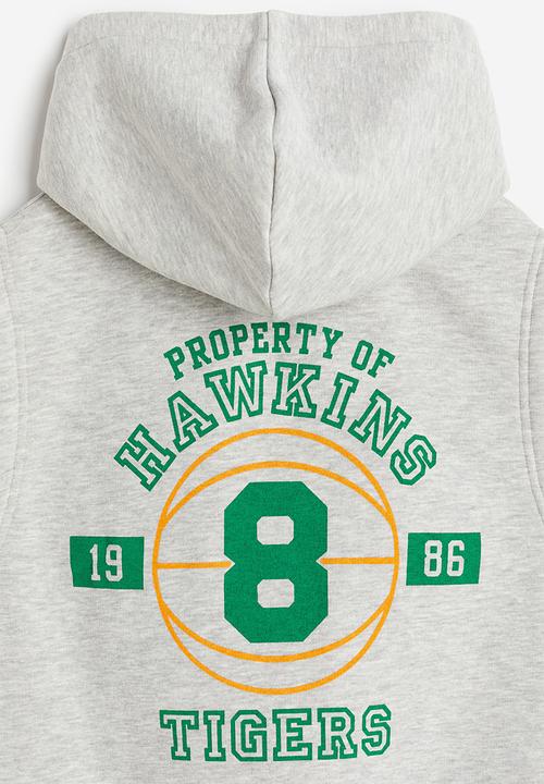 H&M - Printed sleeveless hoodie - grey marl stranger things