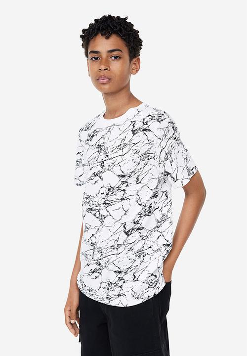 H&M - T-shirt - white marbled
