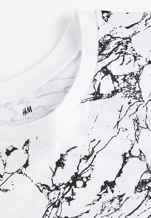 H&M - T-shirt - white marbled