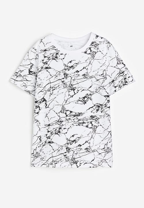 H&M - T-shirt - white marbled