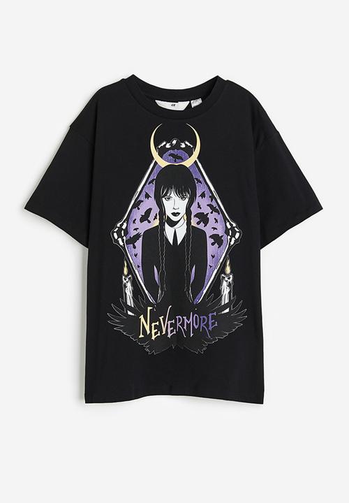 H&M - Oversized printed t-shirt - black wednesday