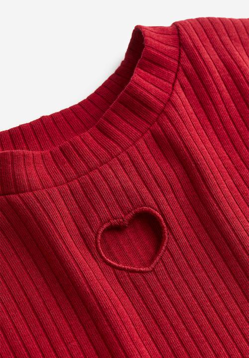 H&M - Ribbed cotton jersey cropped top - red