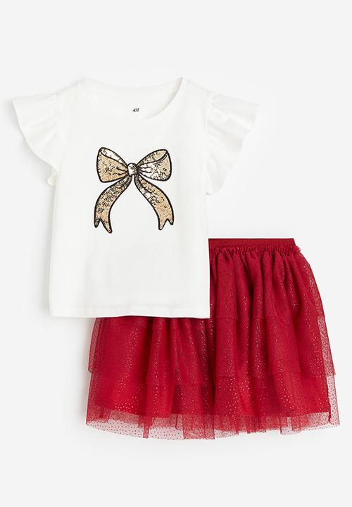 H&M - 2 Piece set - white & red 