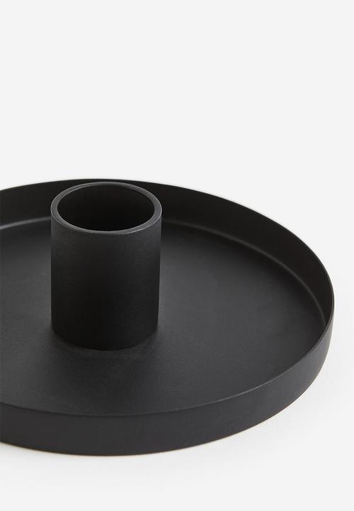 H&M - Metal and glass candle holder - black