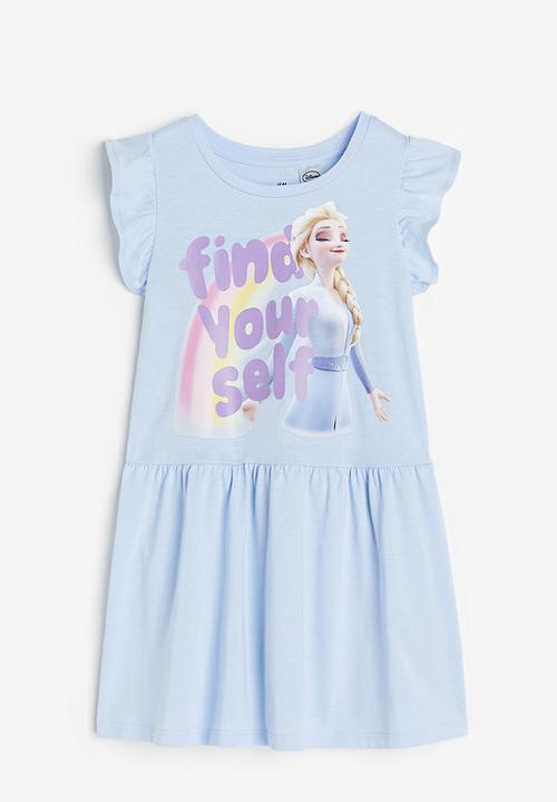 H&M - Printed cotton dress - light blue frozen