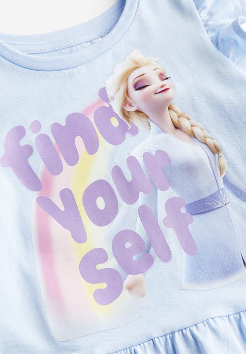 H&M - Printed cotton dress - light blue frozen
