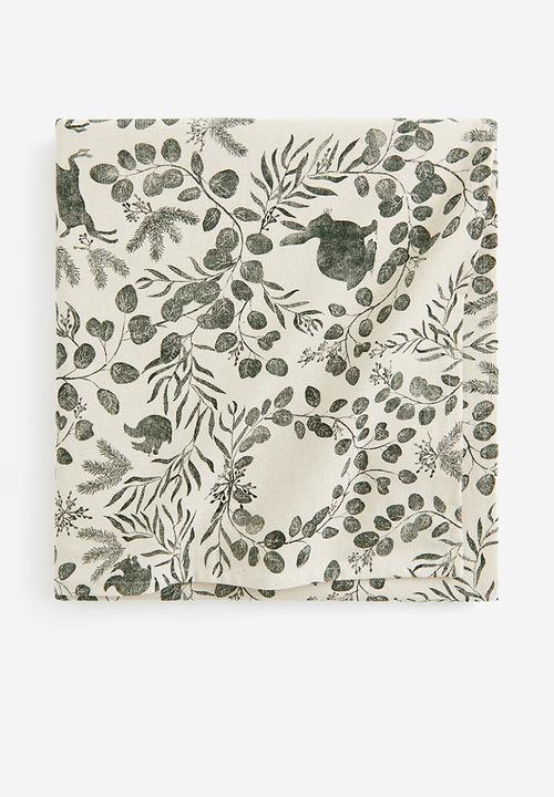 H&M - Cotton tablecloth - green floral 