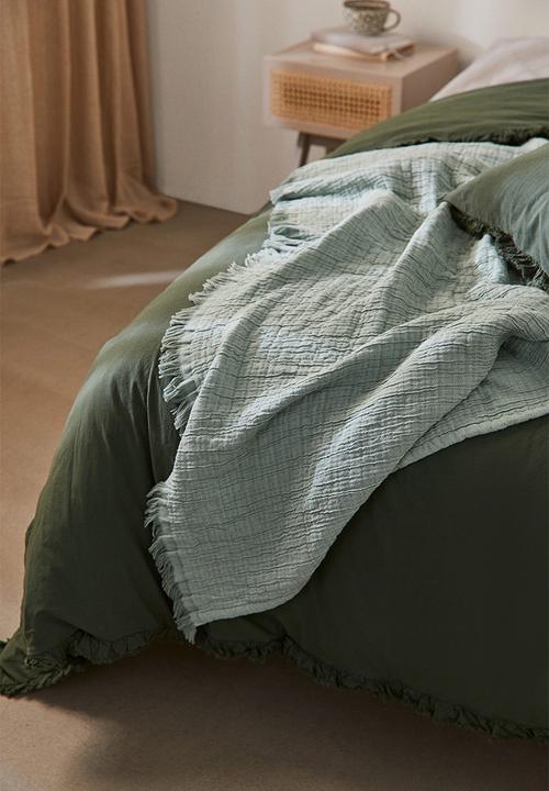 H&M - Fringed bedspread - light green