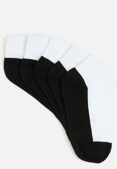 Pop Candy - 5 Pack ankle socks - black and white