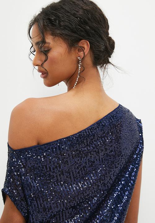 MILLA - Asymmetrical sequin top - navy