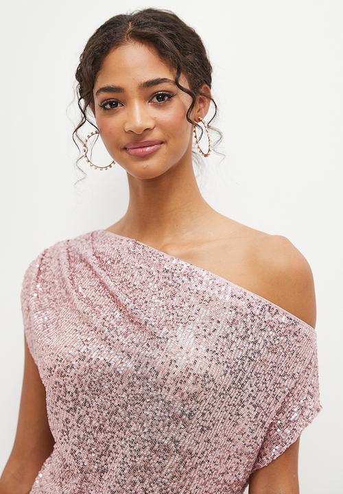 MILLA - Asymmetrical sequin top - dusty pink