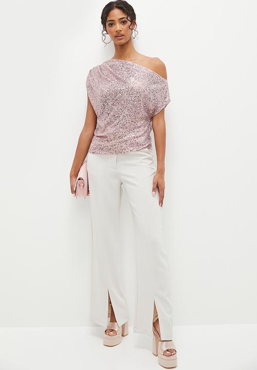 MILLA - Asymmetrical sequin top - dusty pink