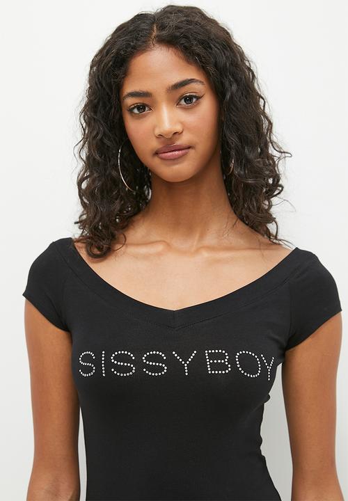 SISSY BOY - Olivier: Fitted Bling Logo Fashion Dress - Black