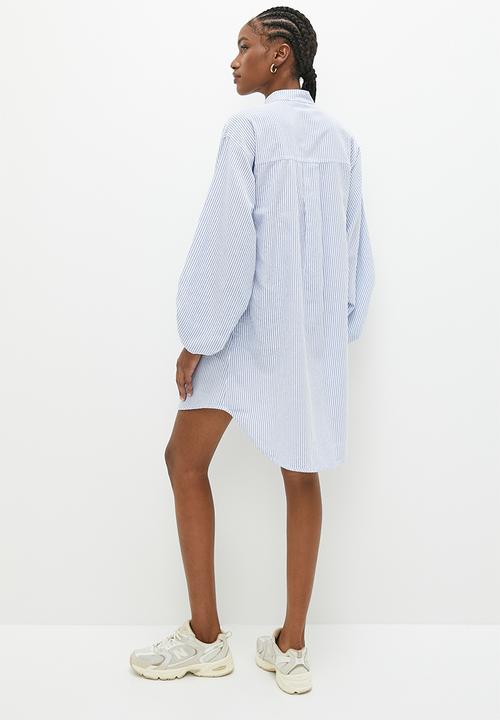 Superbalist - Balloon sleeve shirt dress - blue stripe