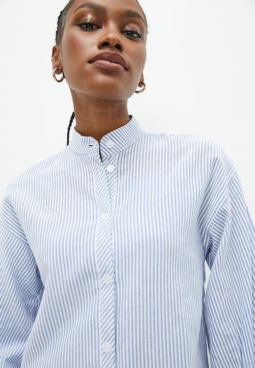 Superbalist - Balloon sleeve shirt dress - blue stripe