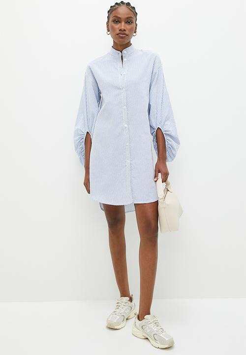 Superbalist - Balloon sleeve shirt dress - blue stripe