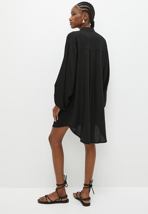 Superbalist - Balloon sleeve shirt dress - black