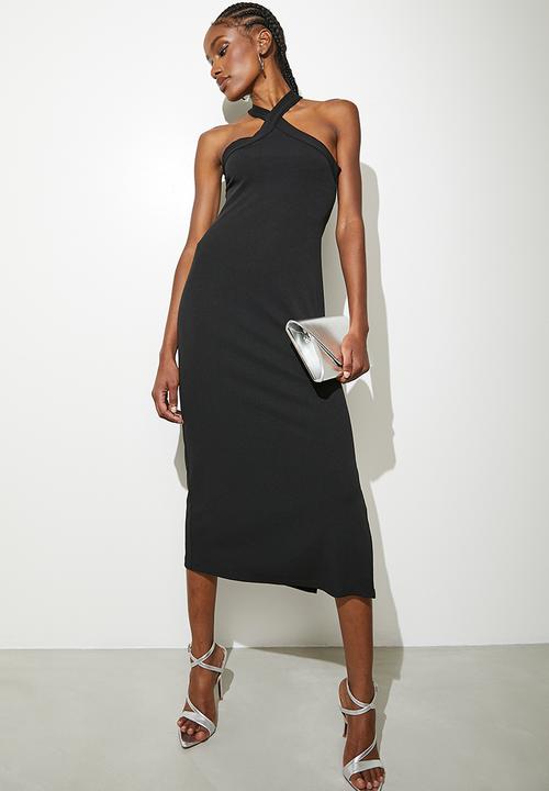 VELVET - Halter neck midi dress - black